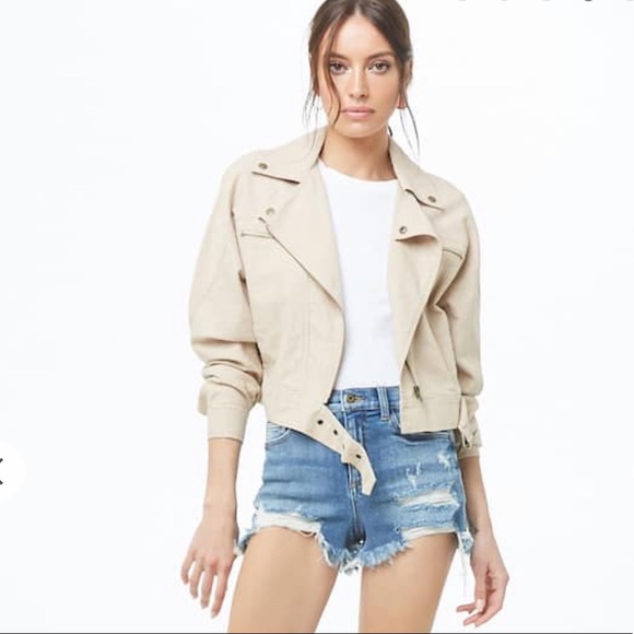 Forever 21 Jackets & Blazers - NWT forever 21 khaki zip front moto jacket